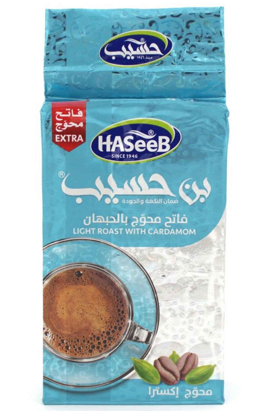 HASEEB KAFFE EKSTRA KARDEMOM LYS BLÅ (MAHAWAJ) 1X10X500G