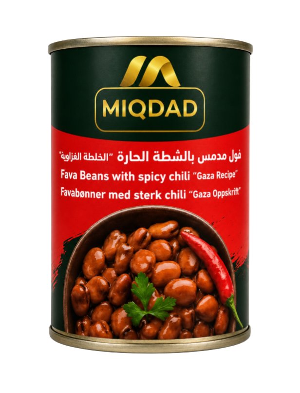 MIQDAD FOUL MEDAMMES WITH CHILLI HOT ''GAZZAWI RECIPE'' 24 X 400 GR