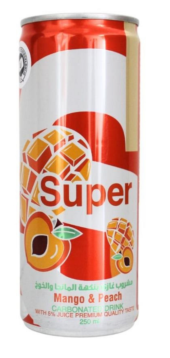 SUPER MANGO- OG FERSKEN LESKEDRIKK 24 X 250 ML