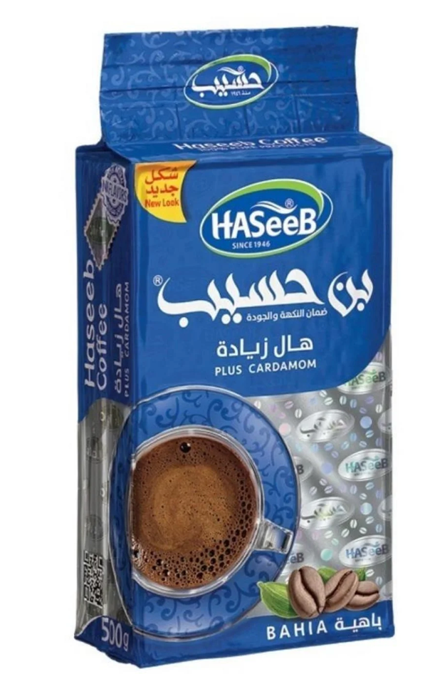 HASEEB KAFFE PLUSS KARDEMOM BLÅ 500G X 10