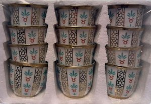 AL SULTAN ARABISKE KAFFEKOPPER MØNSTRET GULL 12 STK X 1